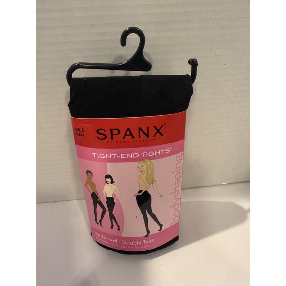 Spanx Tight-End Tights Womens E Black Patterned Bodyshaping Double Take New - Picture 1 of 5
